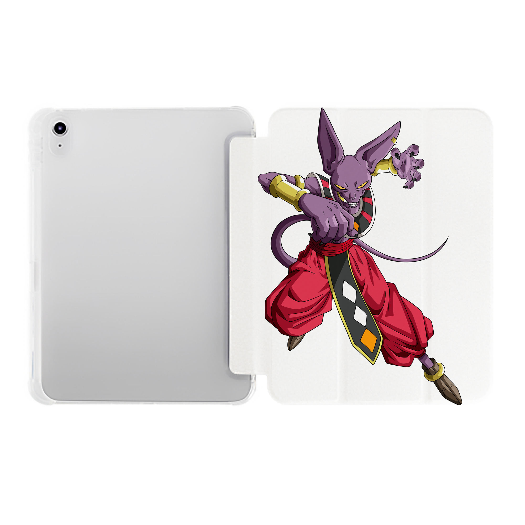 （画像用） ドラゴンボール ビルス 破壊神ビルス DRAGON BALL Beerus Birusu IPad ケース ペン収納付き 三つ折りスタンド PUレザー×シリコン 対応機種9.5/10.5/10.9インチ
